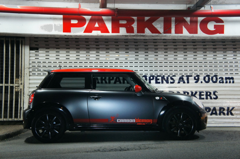 Matte Black Mini Cooper Vinyl Wrap