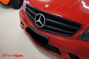 AMG C63 black front grille vinyl wrap