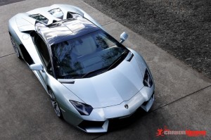 Lamborghini Aventador (gloss black vinyl wrap targa tops)